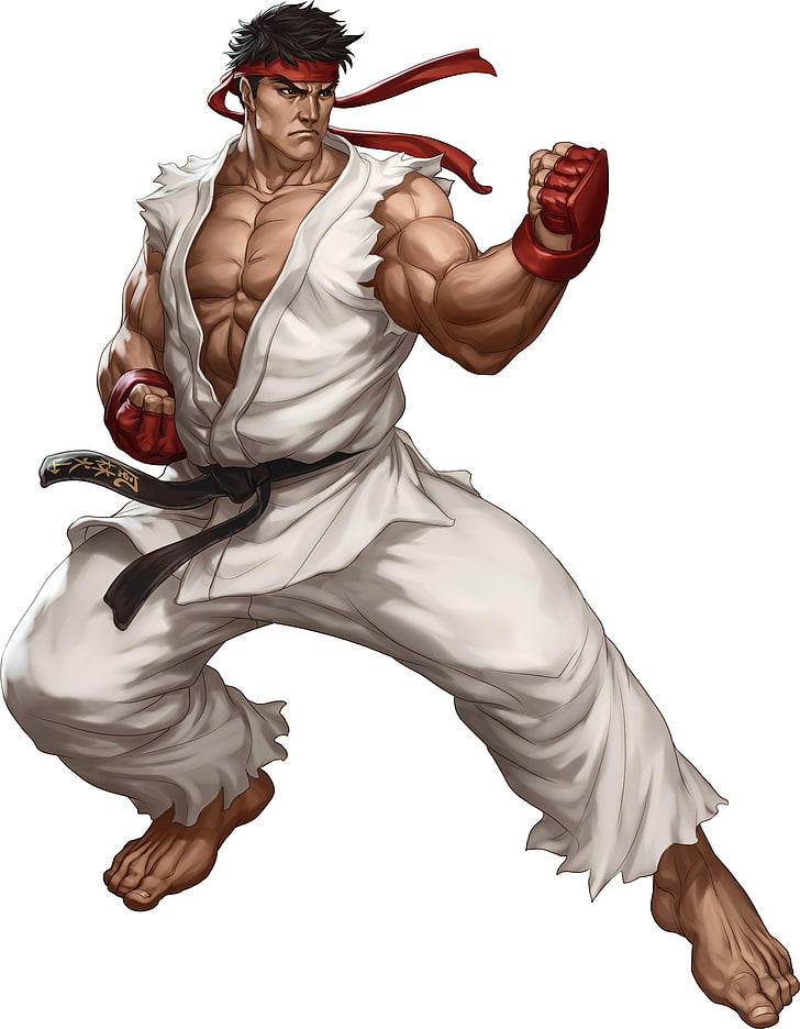 Street Fighter Ryu illustration, warrior, video games, white background