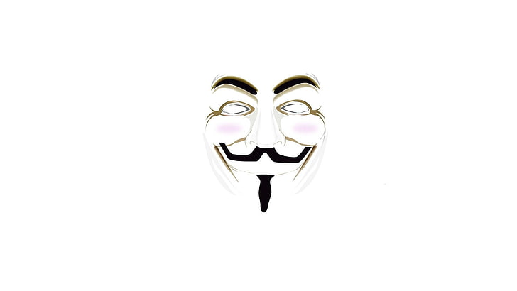 anonymus, hacker, computer, mask, copy space, white background, HD wallpaper