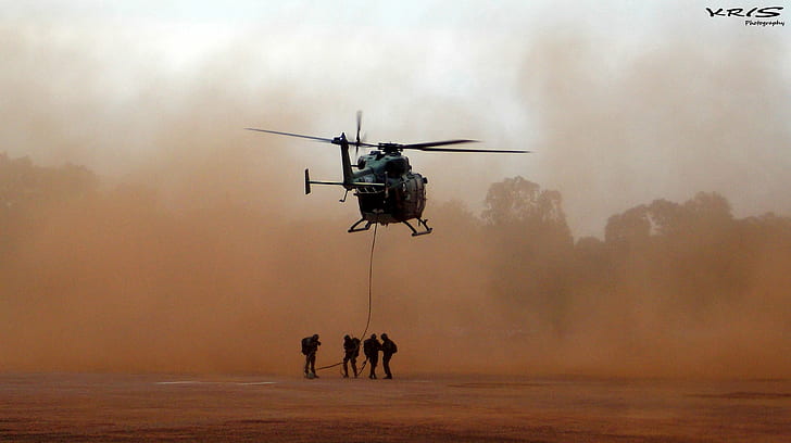 four soldier under black helicopter during daytime, Rescue, Ops, HD wallpaper