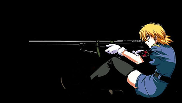 hellsing seras victoria girls with guns anime anime girls black background Anime Hellsing HD Art
