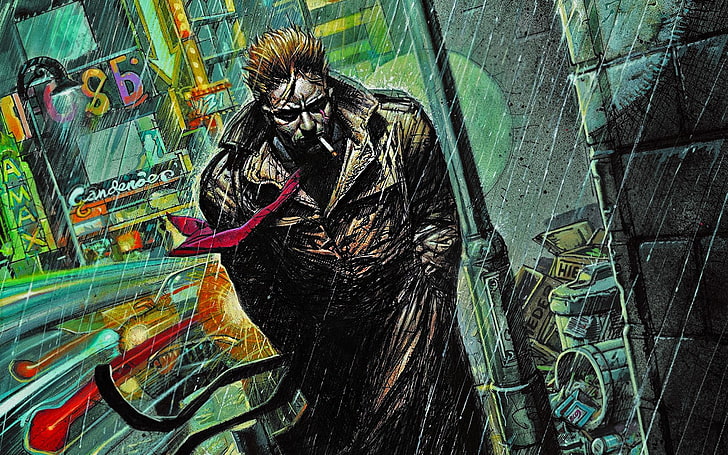 man wearing coat wallpaper, Constantine, Hellblazer, comic art, HD wallpaper