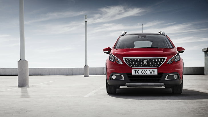 red Peugeot SUV on road during daytime, Peugeot 2008 DK, Geneva Auto Show 2016, HD wallpaper