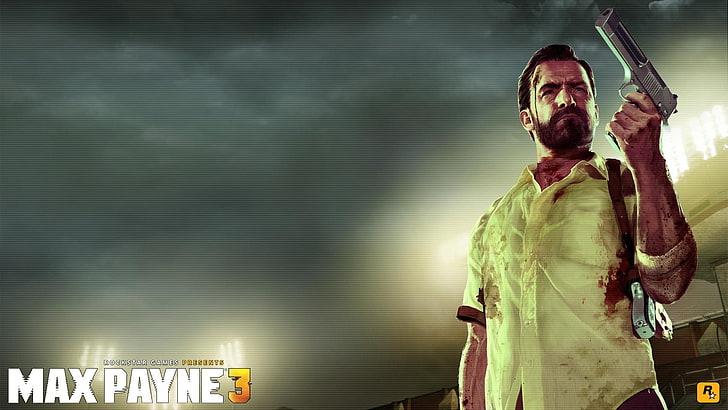 Max Payne 3 digital wallpaper, Blood, Weapons, Bristles, Shirt