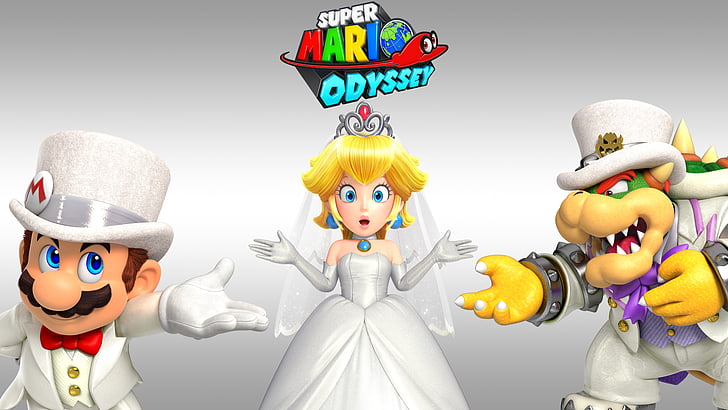 Mario, Super Mario Odyssey, Bowser, Princess Peach, toy, fun, HD wallpaper