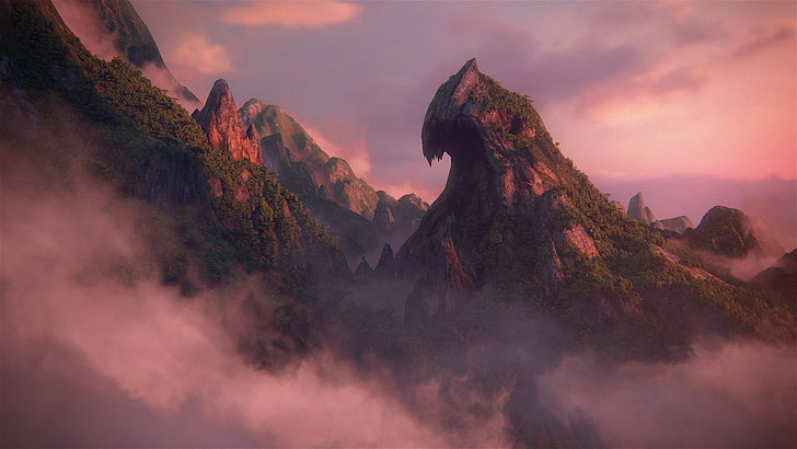 mountain covered by clouds, Uncharted 4: A Thief's End, PlayStation 4