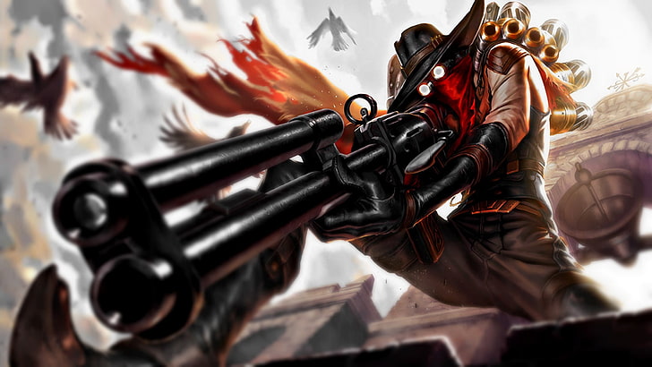 Jhin, sniper rifle, The Virtuoso, League of Legends, HD wallpaper
