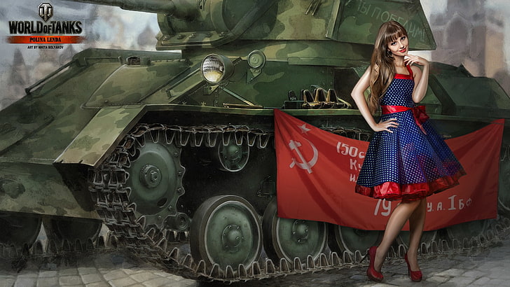 World of Tanks wallpaper, girl, brunette, WoT, Wargaming.Net HD wallpaper