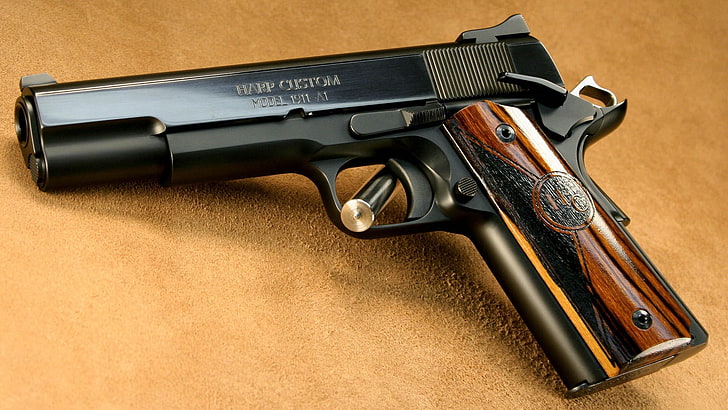 black and brown semi-automatic pistol, Gun, Custom, 1911 Pistols