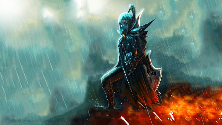 Dota 2, Valve, Phantom Assassin, warrior, rain