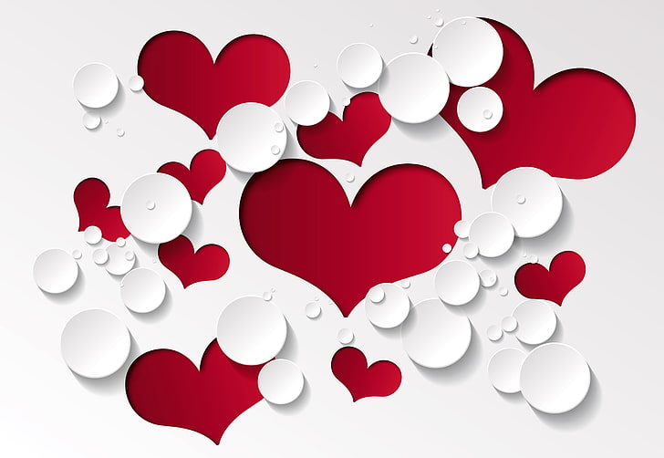 heart-shaped red artwork, pattern, love, heart Shape, romance, HD wallpaper