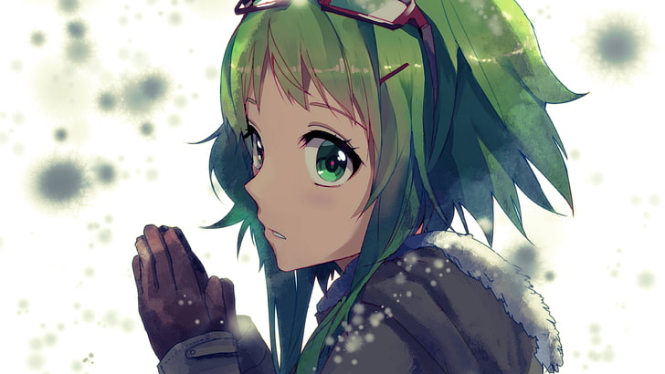 green-haired girl anime character, Vocaloid, Megpoid Gumi, cold