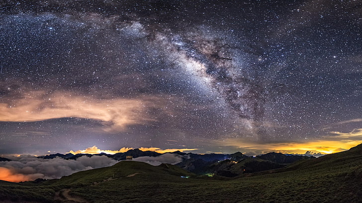 stars, starry, field, milky way, night sky, nature, HD wallpaper