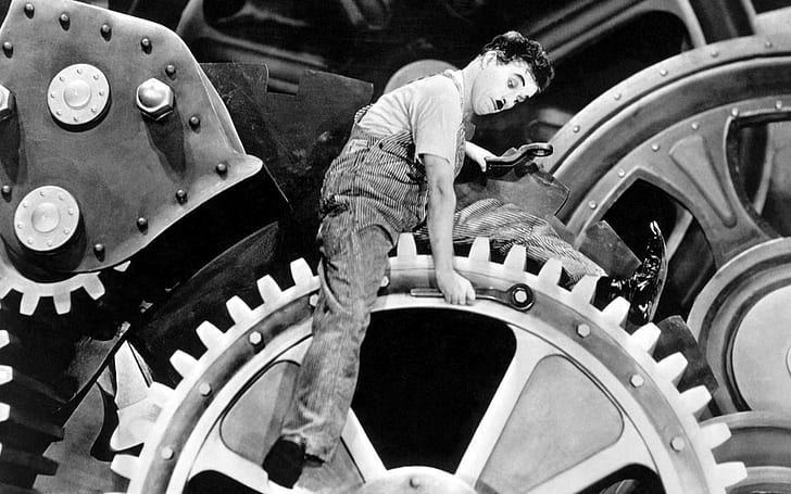 Charlie Chaplin, gears, Modern Times, HD wallpaper