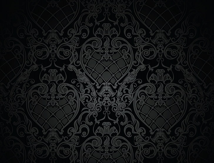 white and black floral digital wallpaper, retro, pattern, vector, HD wallpaper