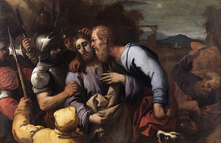 picture, religion, mythology, Luca Giordano, The Kiss Of Judas