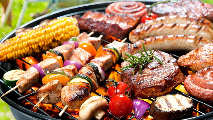 food, grilling, barbecue, meat, grillades, grilled food, cuisine, HD wallpaper