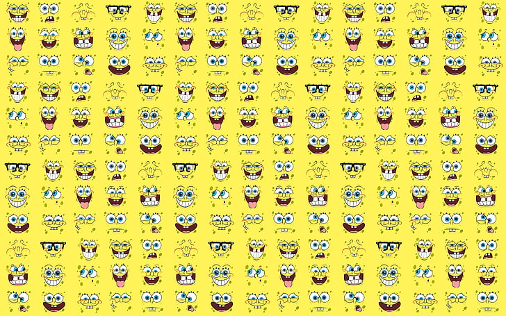 Spongebob digital wallpaper, joy, smile, mood, cartoon, teeth