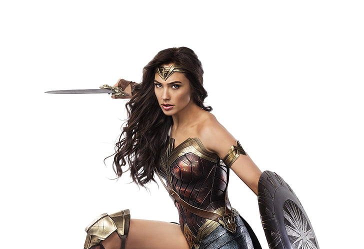Wonder Woman, Gal Gadot, white background, studio shot, fashion
