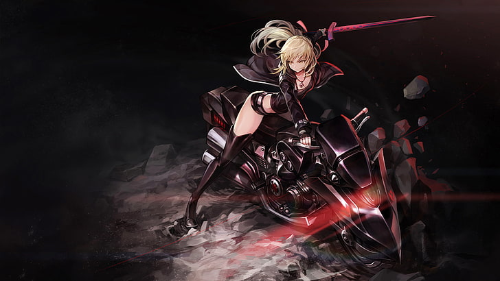 Saber Alter anime character wallpaper, Fate/Grand Order, thigh-highs