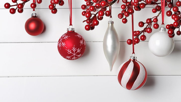 HD wallpaper: xmas, christmas decoration, red, white, christmas ball,  hanging | Wallpaper Flare