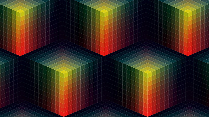 3d, abstract, Andy Gilmore, Colorful, cube, illuminated, no people