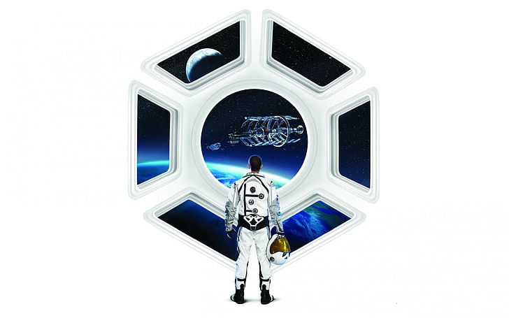 white astronaut illustration, pc, 2k games, helmet, robot, futuristic