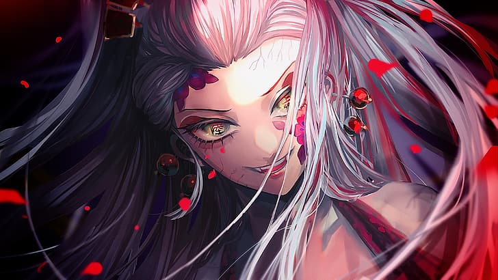 Kimetsu no Yaiba, Daki, demon eyes, anime girls, blonde HD wallpaper
