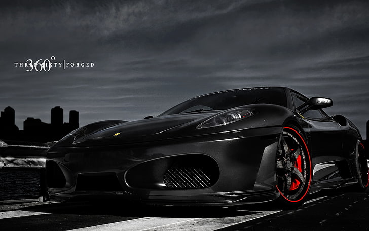 black coupe, car, Ferrari, black cars, vehicle, mode of transportation, HD wallpaper