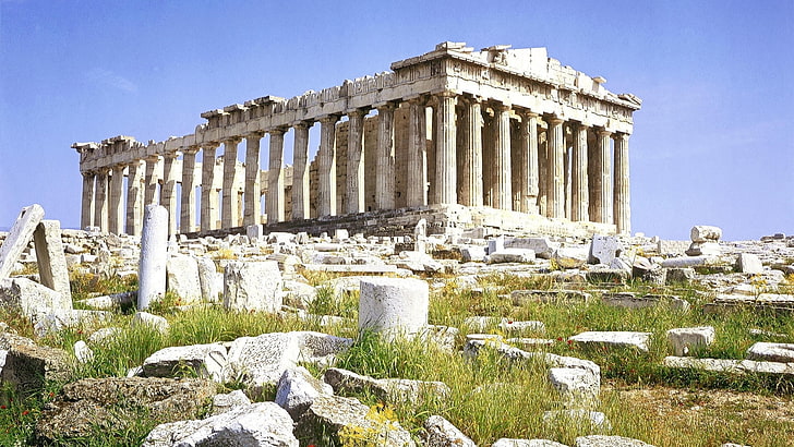 Acropolis, Parthenon, ancient, building, Greece, architecture, HD wallpaper