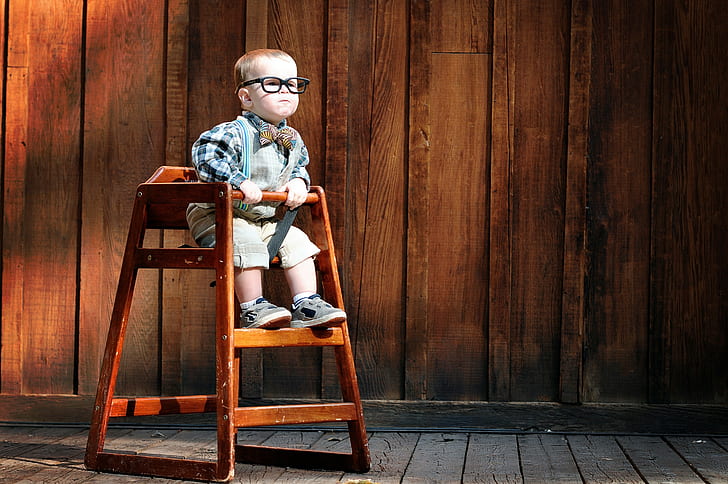 children, baby, people, chair, glasses, HD wallpaper
