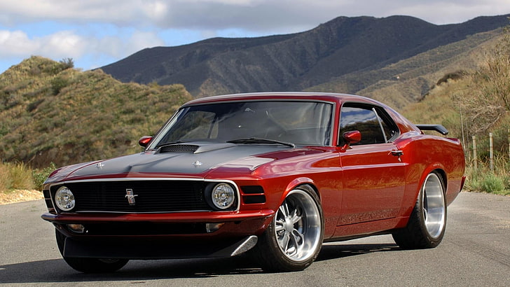 red Ford Mustang coupe, car, motor vehicle, mode of transportation