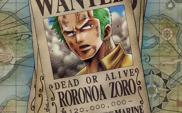 One Piece Roronoa Zoro Wanted poster, anime, text, communication, HD wallpaper