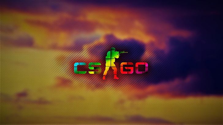 CS Go logo, sky, 9, soldier, abstract, rainbows, clouds, sunset