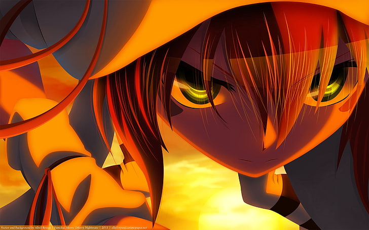 HD wallpaper brownhaired anime character illustration girl face orange   Wallpaper Flare