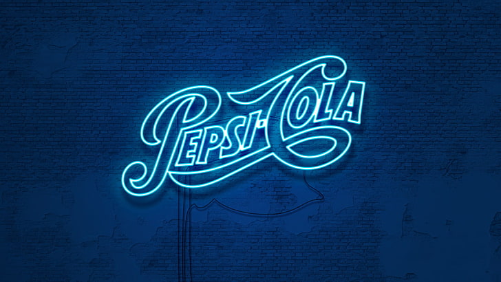 blue Pepsi-Cola neon light signage, typography, cyan, text, western script