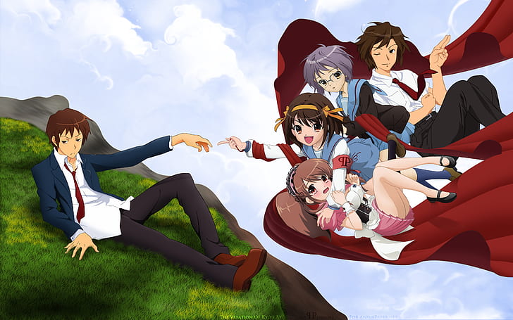 The Melancholy of Haruhi Suzumiya Anime The Creation of Adam HD, HD wallpaper