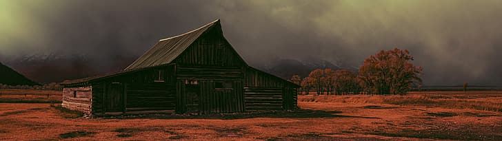 ultrawide, 32:9, cabin, shack, spooky, western, landscape, HD wallpaper