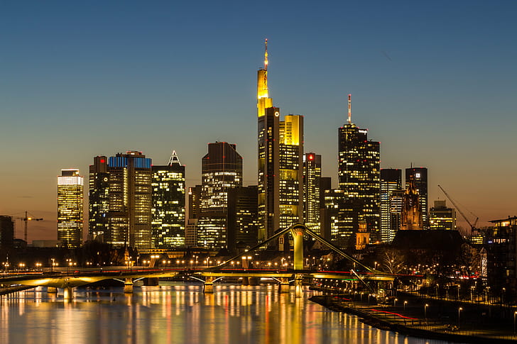 photo of black concrete high-rise buildings, frankfurt, frankfurt, HD wallpaper