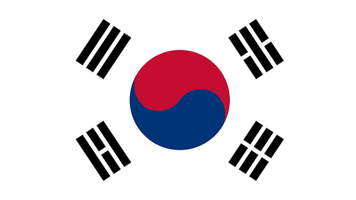 South Korea, flag, red, shape, white color, cut out, design, HD wallpaper