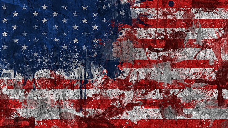 U.S.A. flag painting, color, texture, surface, uSA, patriotism, HD wallpaper