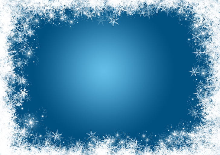 winter, snow, snowflakes, background, Christmas, frame, HD wallpaper