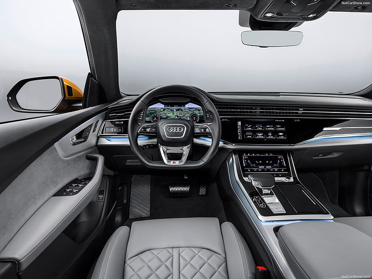 Audi Q8 2019, car, mode of transportation, vehicle interior, HD wallpaper