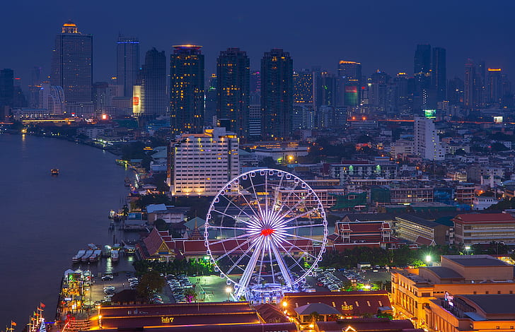 HD wallpaper: Thailand, Bangkok, metropolis, the capital, night city,  Skyscrapers | Wallpaper Flare