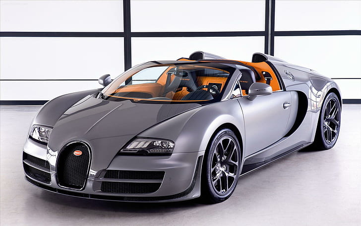 Bugatti Veyron Grand Sport Vitesse 2012, gray and orange buggati convertible coupe, HD wallpaper