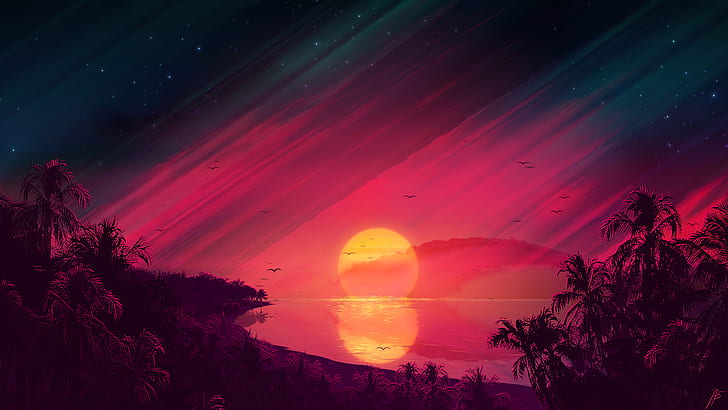 Retro 1980s Summer Landscape Backdrop For 80s Sci Fi Party Palm Tree Sunset  Cyber Surface Technology graphy Background Booth Studio Shoot Ft 707   Camera  HD phone wallpaper  Pxfuel