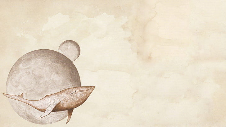 digital art universe space planet minimalism whale simple background ornamented gojira, HD wallpaper