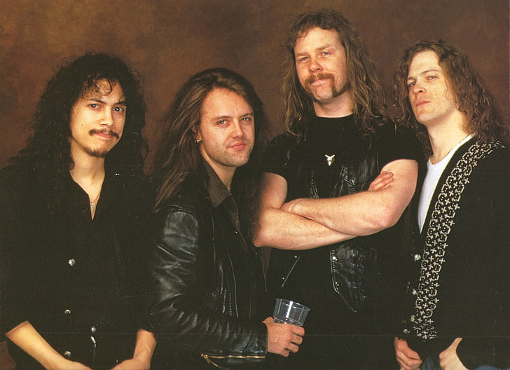 male band group, Metallica, Lars Ulrich, James Hetfield, long hair
