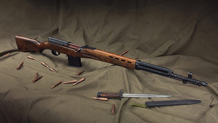 gun, rifle, weapon, SVT, SVT-40, bayonet, Self-loading rifle Tokarev, HD wallpaper