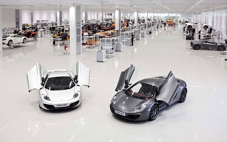 McLaren MP4-12C, car, factory, McLaren Technology Centre, transportation, HD wallpaper
