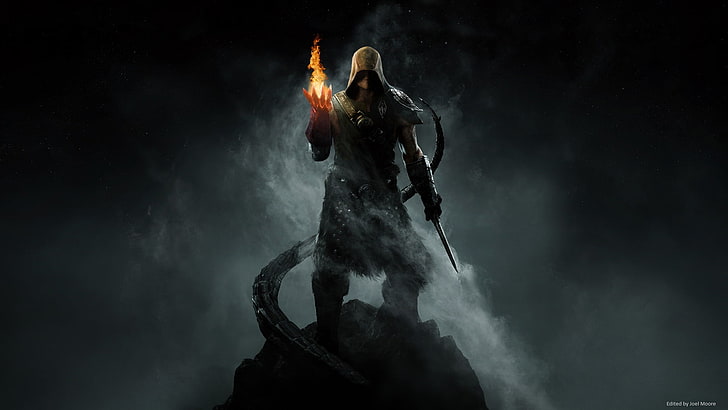 Assassin's Creed digital wallpaper, The Elder Scrolls V: Skyrim